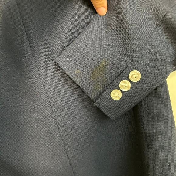 Vintage AJ Friends Double Breasted Blazer M Navy Tailored Office Career Power - Picture 9 of 12